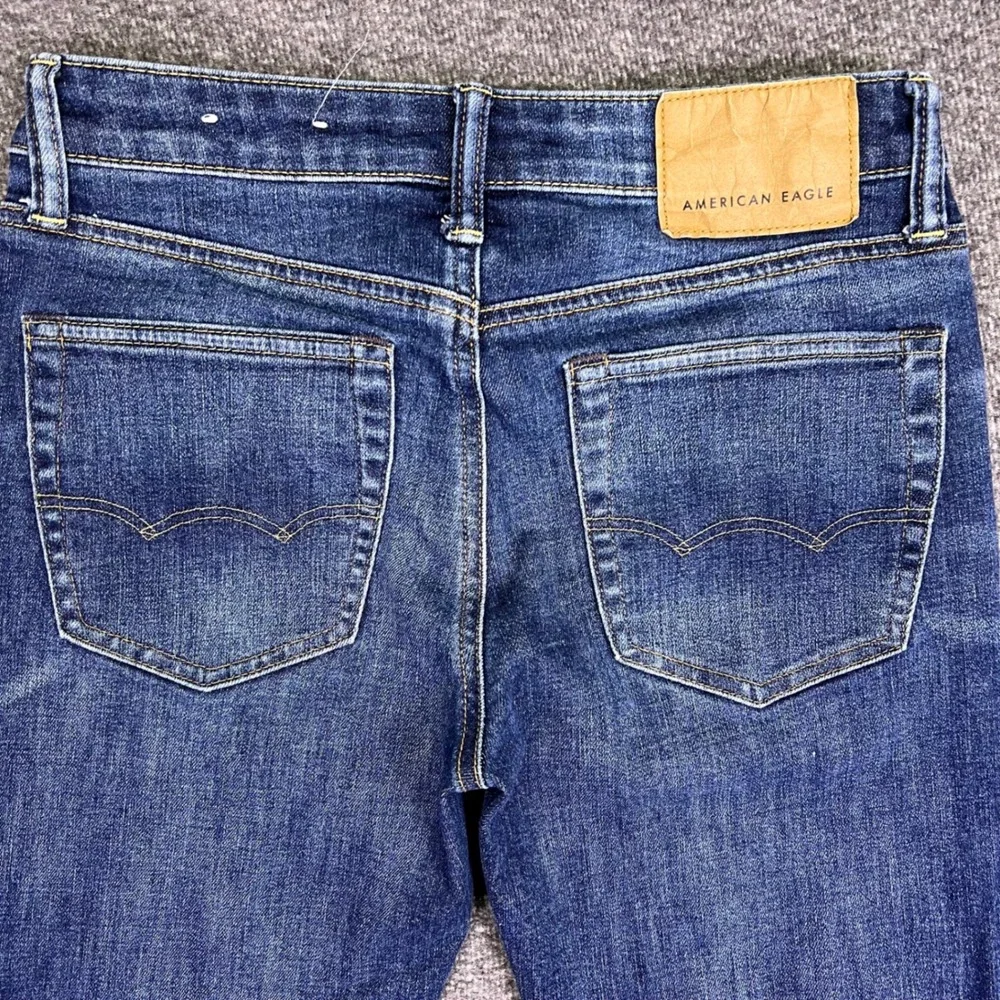 American‎ Eagle Jeans Mens 28x30 Dark Wash Slim Casual Distressed Airflex Preppy